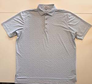 Peter Millar Summer Comfort Performance Jersey Golf Polo Blue Pattern Men's XL